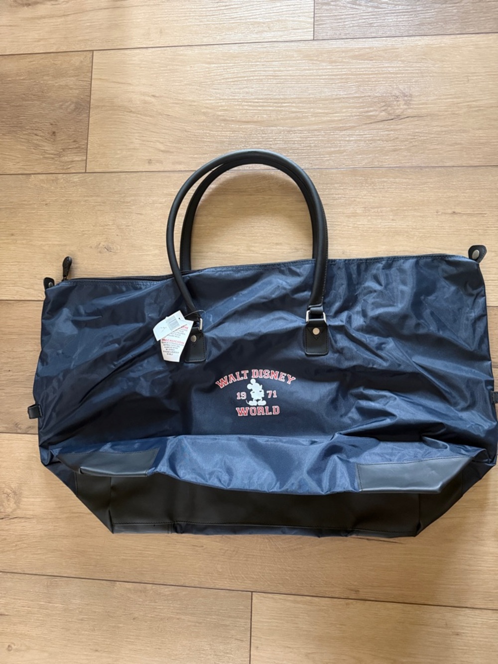 NWT Disney Navy and Black Duffel Bag with Printed Walt Disney World 1971 Mickey